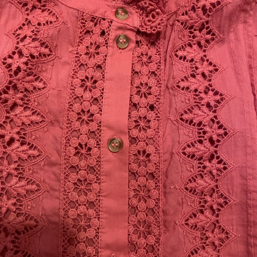 Sezane Rym Blouse - Rosewood Pink Lace Long Sleeve Blouse - Picture 5 of 8